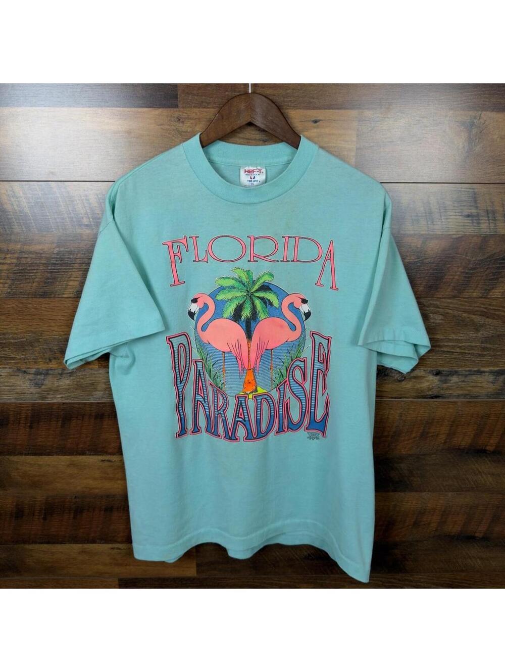 Vintage 90s Florida Paradise Flamingo T Shirt Tee Jays Single Stitch XL